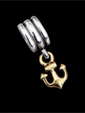 Authentic Pandora Sterling Silver & 14K Gold Anchor Dangle Charm